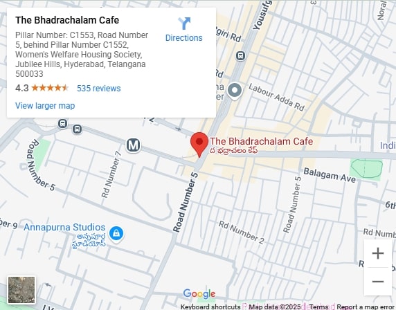 Map location of The Bhadrachalam Cafe Jubilee Hills